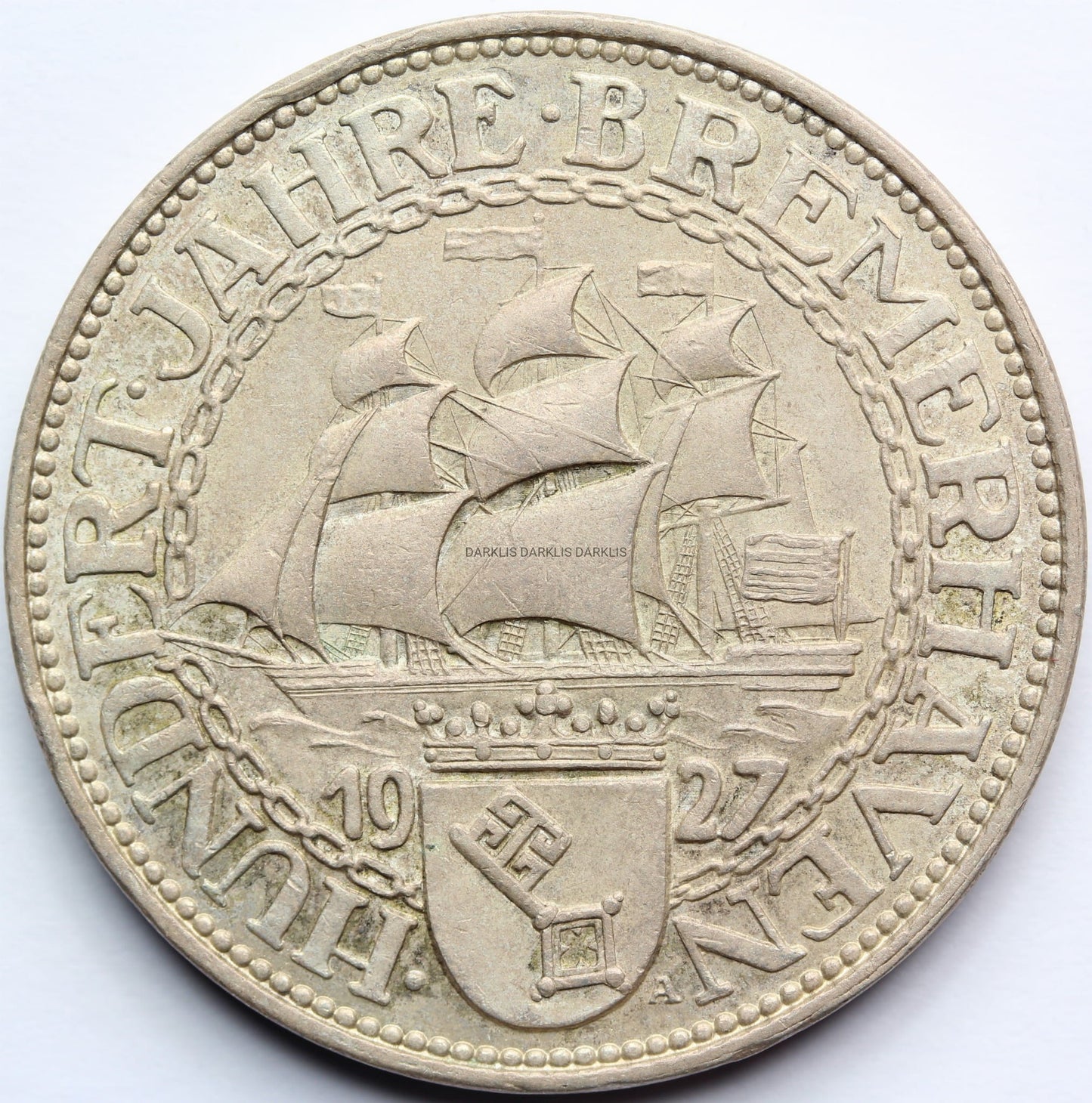 5 REICHSMARK WEIMAR 1927 100-LECIE BREMERHAVEN Nr.6
