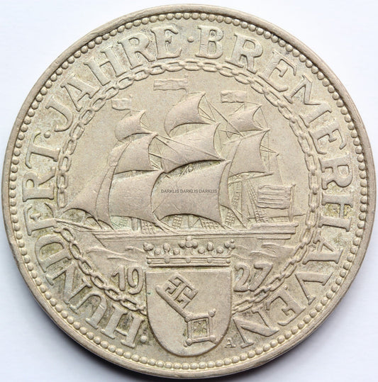 5 REICHSMARK WEIMAR 1927 100-LECIE BREMERHAVEN Nr.6