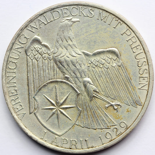 3 REICHSMARK WEIMAR 1929 UNIA WALDECKA i PRUS RZADKA