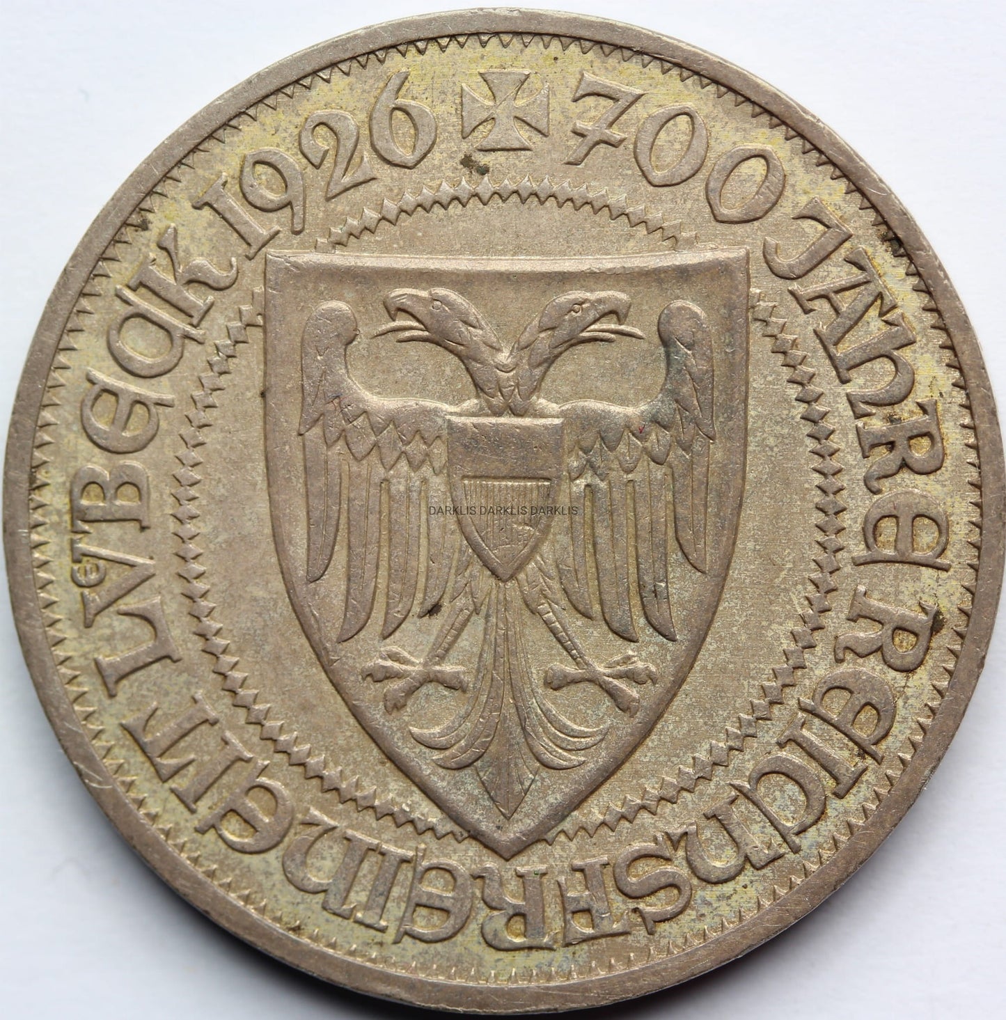 3 REICHSMARK WEIMAR 1926 WOLNE MIASTO LUBEKA RZADKA Nr8