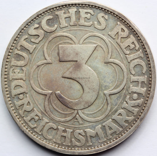 3 REICHSMARK WEIMAR 1927 1000 LAT NORDHAUSEN PROOF