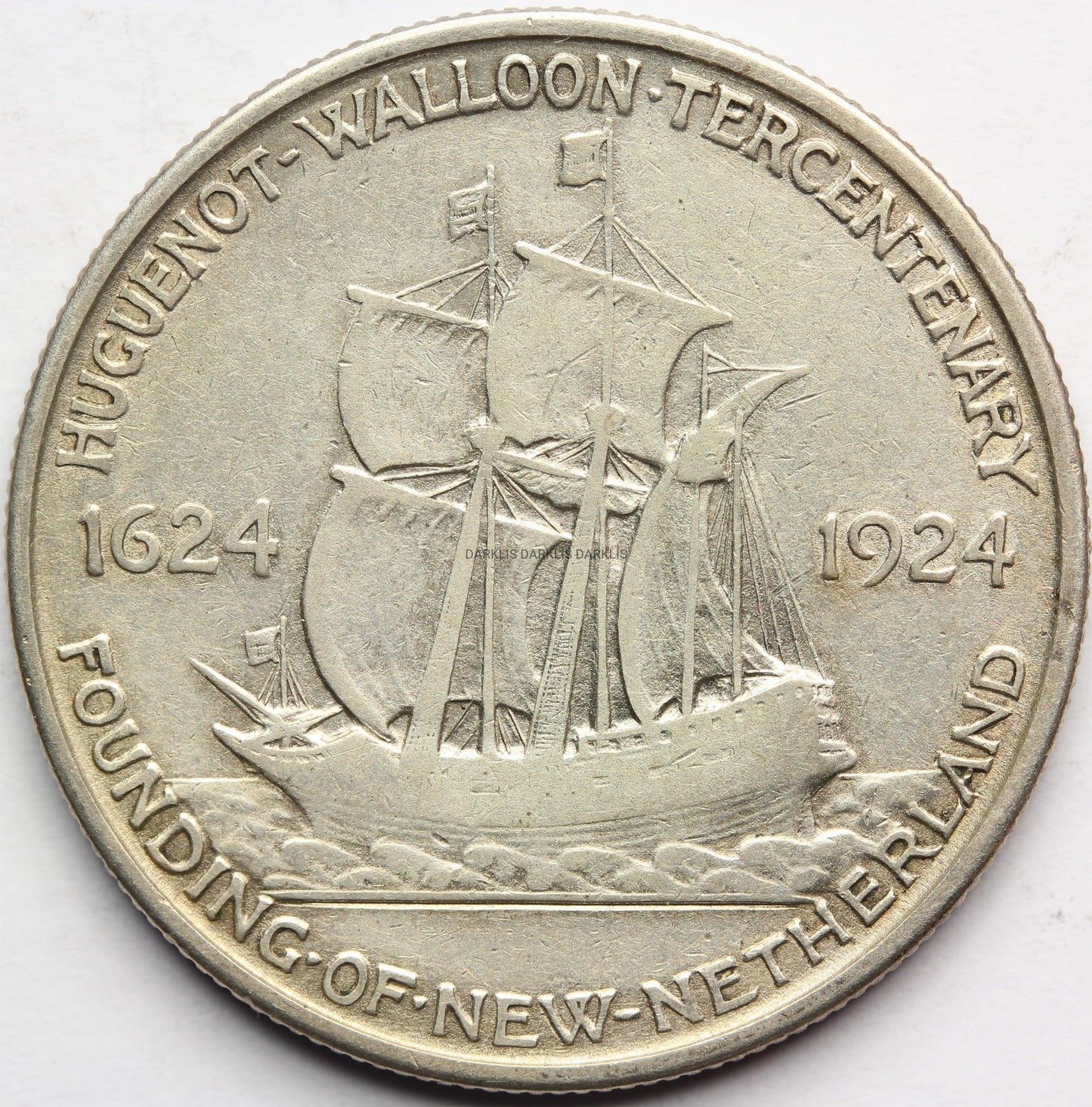 1/2$ USA 1924 HUGUENOT ZAŁOŻENIE NOWYCH NIDERLANDÓW