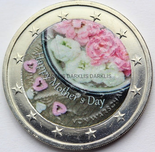 *2 EURO SZCZĘŚLIWEGO DNIA MATKI KWIATY RÓŻE KOLOR