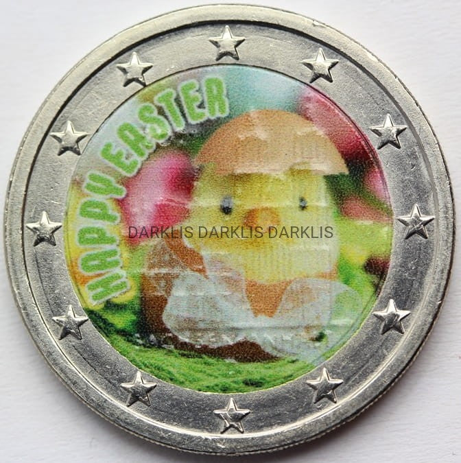 *2 EURO WESOŁYCH ŚWIĄT WIELKANOCNYCH KURCZAK KOLOR
