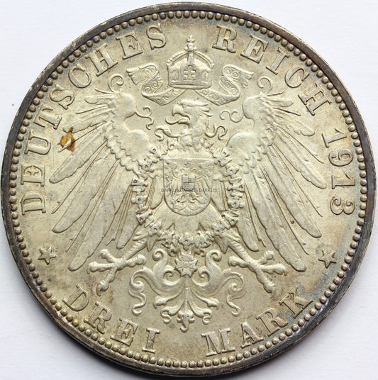 3 MARKI KAISERREICH SAKSONIA-MEININGEN 1913 RZADKA Nr.5