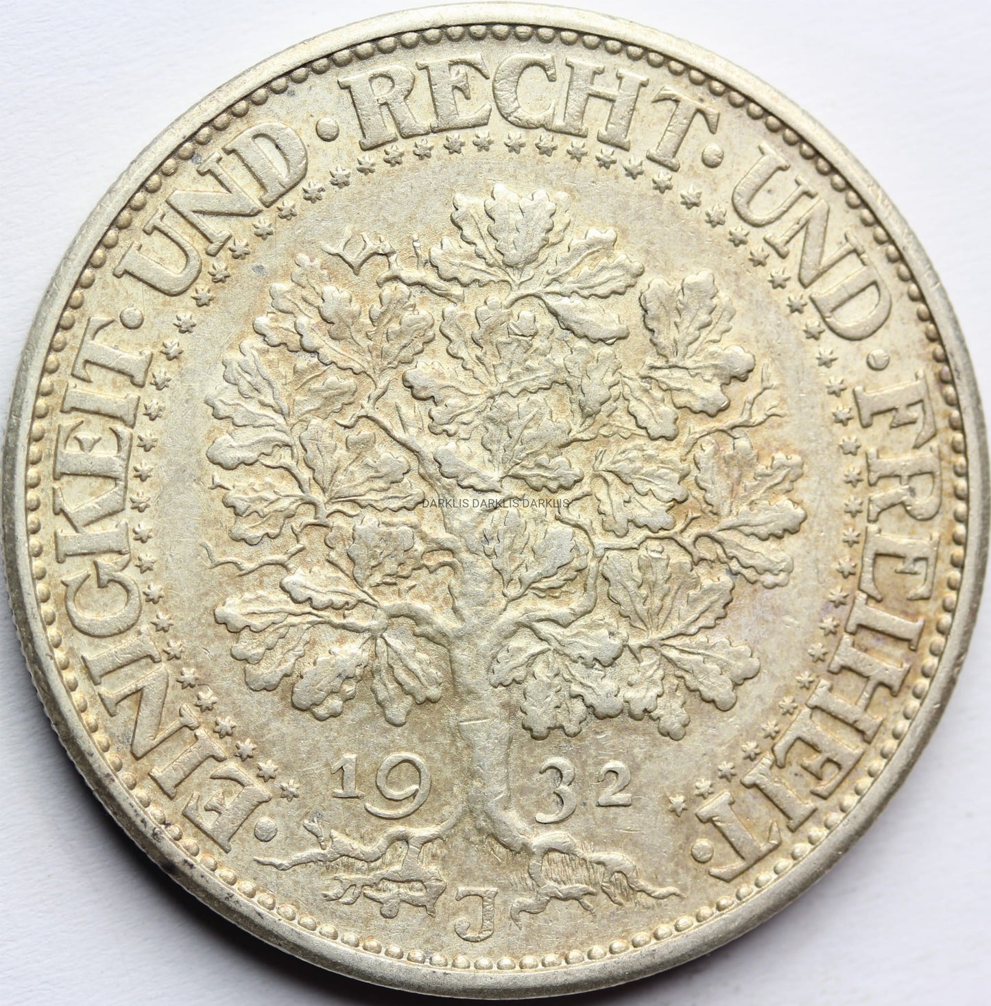 5 REICHSMAREK WEIMAR NIEMCY 1932 J DRZEWO DĄB  Nr.5