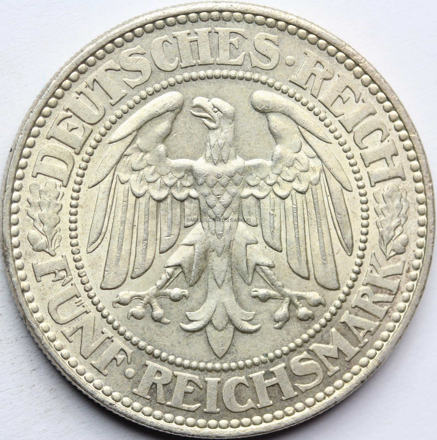 5 REICHSMAREK WEIMAR NIEMCY 1927 A DRZEWO DĄB  Nr.4