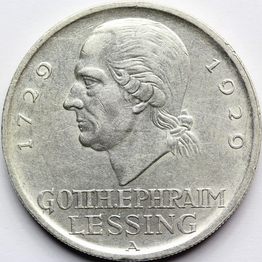 5 REICHSMARK WEIMAR 1929 A GOTTHOLD LESSING RZADKA Nr.2