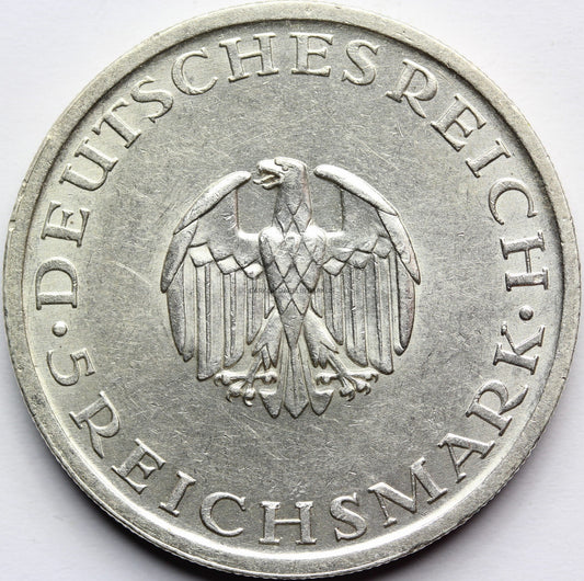 5 REICHSMARK WEIMAR 1929 A GOTTHOLD LESSING RZADKA Nr.2