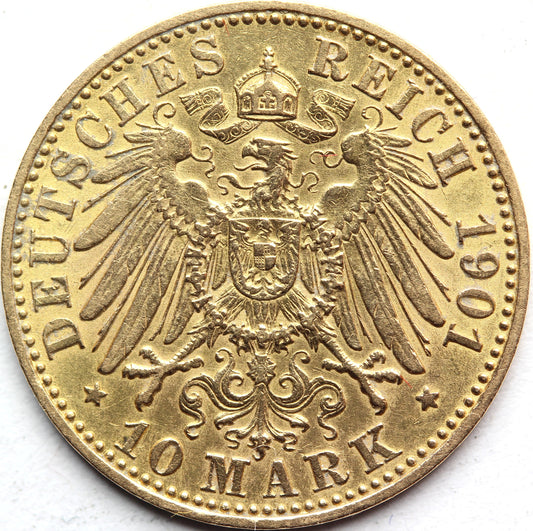 10 MAREK KAISERREICH PRUSY 1901 WILHELM II ZŁOTO Nr.3