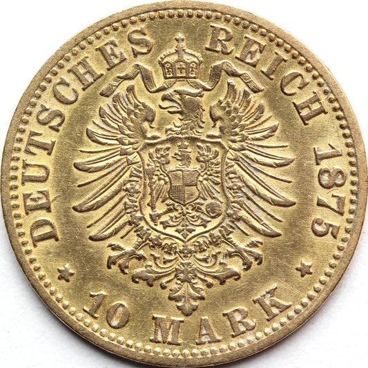 10 MAREK KAISERREICH PRUSY 1875 A WILHELM ZŁOTO Nr.2