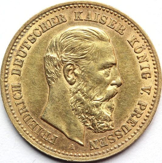 10 MAREK KAISERREICH PRUSY 1888 FRYDERYK III ZŁOTO Nr.1