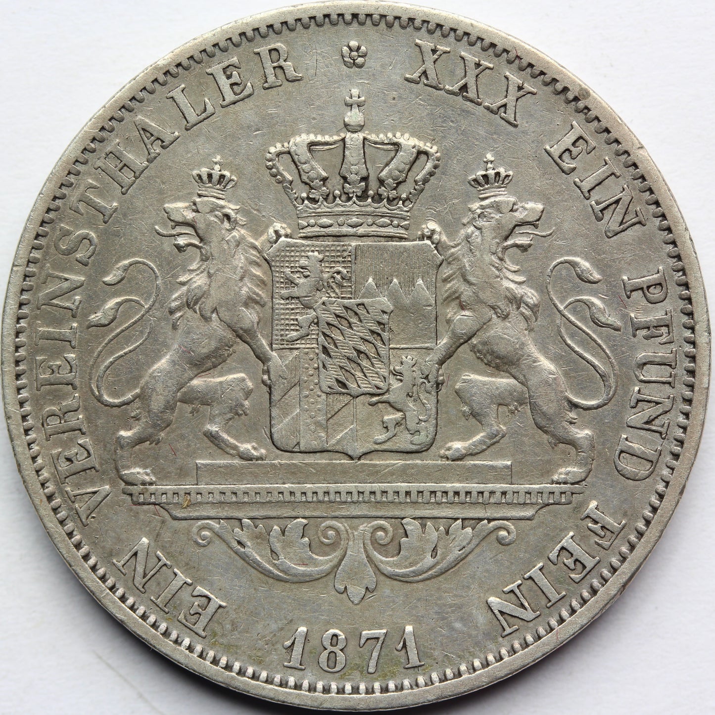 TALAR BAWARIA NIEMCY 1871 LUDWIK II SUPER STAN Nr.6