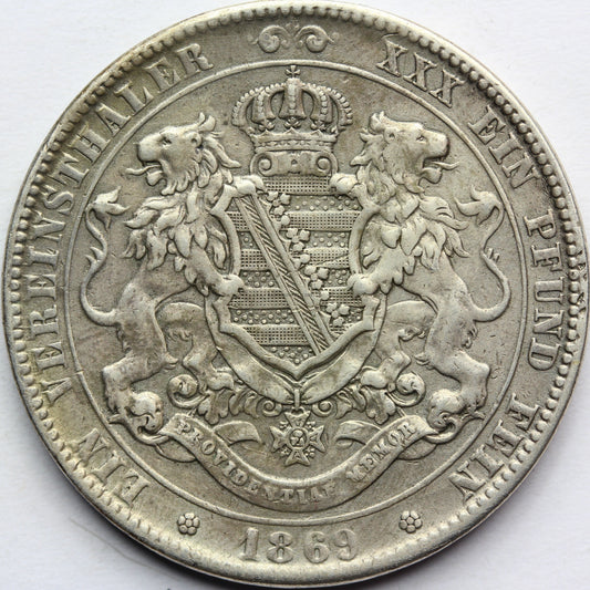 TALAR SAKSONIA 1869 JAN WETTYN HERB Z LWAMI Nr.11