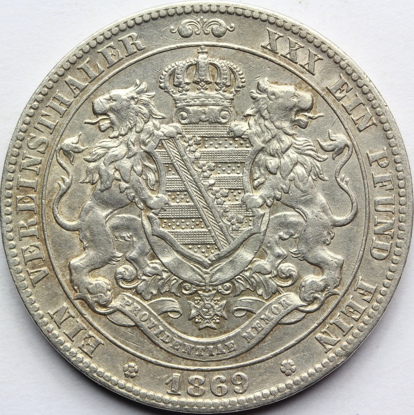 TALAR SAKSONIA 1869 JAN WETTYN HERB Z LWAMI Nr.12