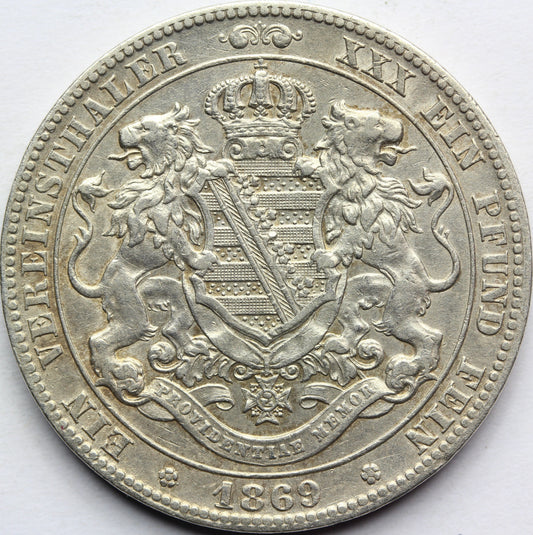 TALAR SAKSONIA 1869 JAN WETTYN HERB Z LWAMI Nr.12