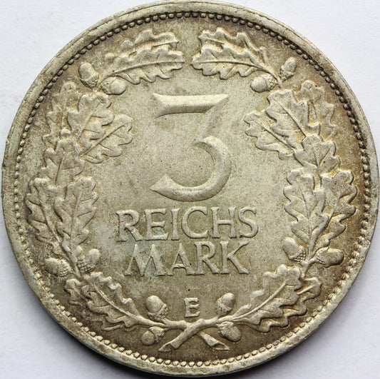 3 REICHSMARK WEIMAR 1925 -E- 1000 LAT NADRENII Nr.3