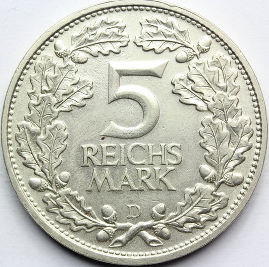 5 REICHSMARK WEIMAR NIEMCY 1925 D 100 LAT NADRENII Nr.1