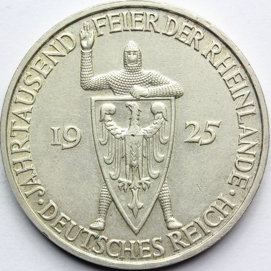 5 REICHSMARK WEIMAR NIEMCY 1925 D 100 LAT NADRENII Nr.1