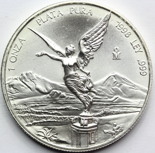 ONZA PLATA PURA MEKSYK 1998 LIBERTAD BOGINI RZADKA Nr.1