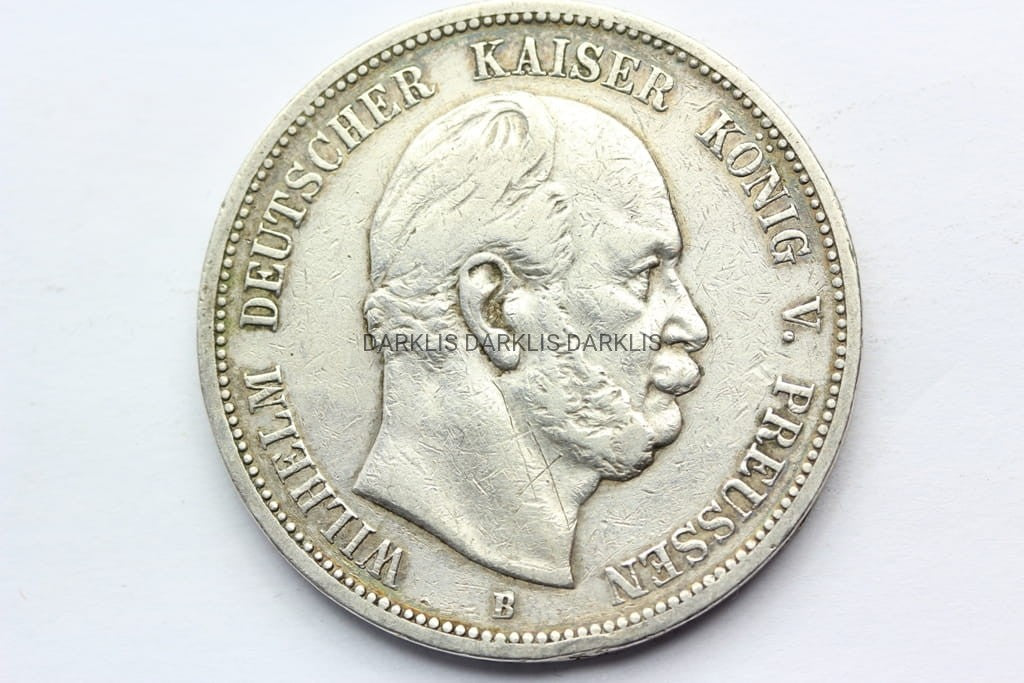 5 MAREK KAISERREICH PRUSY 1876 WILHELM SREBRO STAN