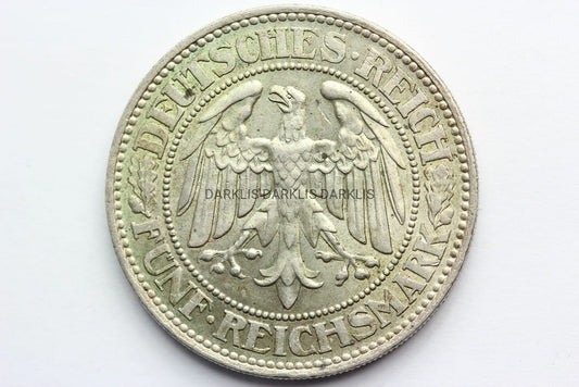 5 REICHSMAREK WEIMAR NIEMCY 1927 -A- DRZEWO DĄB STAN