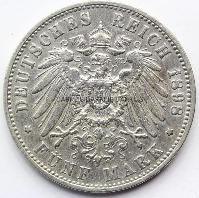 5 MAREK KAISERREICH WIRTEMBERGIA 1898 WILHELM Nr.3