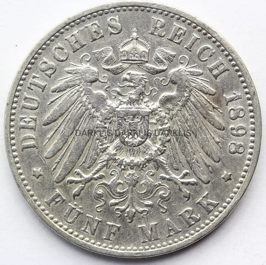 5 MAREK KAISERREICH WIRTEMBERGIA 1898 WILHELM Nr.3