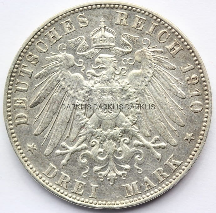 3 MARKI KAISERREICH BAWARIA 1910 OTTO STAN! Nr.1