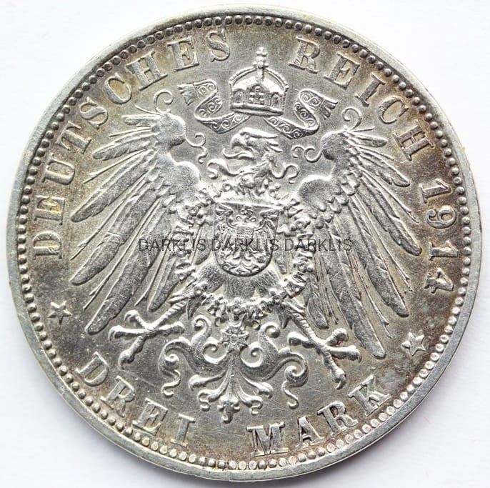 3 MARKI KAISERREICH BAWARIA 1914 LUDWIG III Nr.2