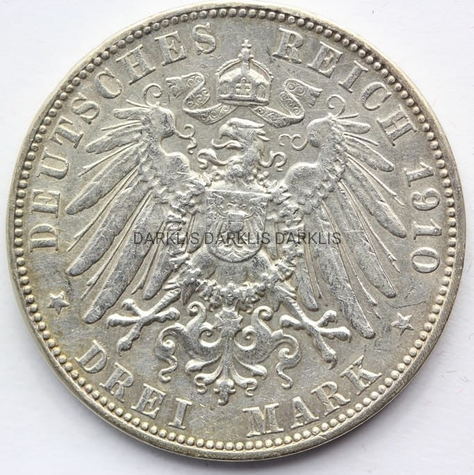 3 MARKI KAISERREICH SAKSONIA 1910 ORYGINAŁ STAN! NR.1