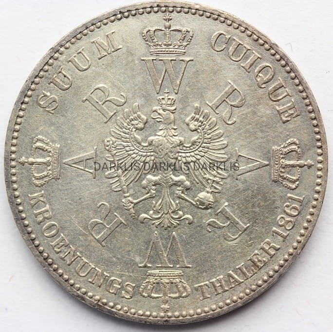TALAR KORONACYJNY PRUSY 1861 WILHELM AUGUSTA NR 4