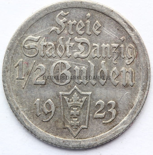 1/2 GULDENA WOLNE MIASTO GDAŃSK 1923 KOGA ORYG Nr 1