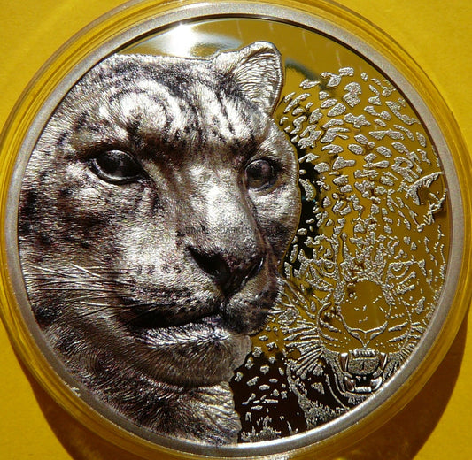 500 TUGRIK MONGOLIA 2024 LAMPART ŚNIEŻNY HIGH RELIEF Oz