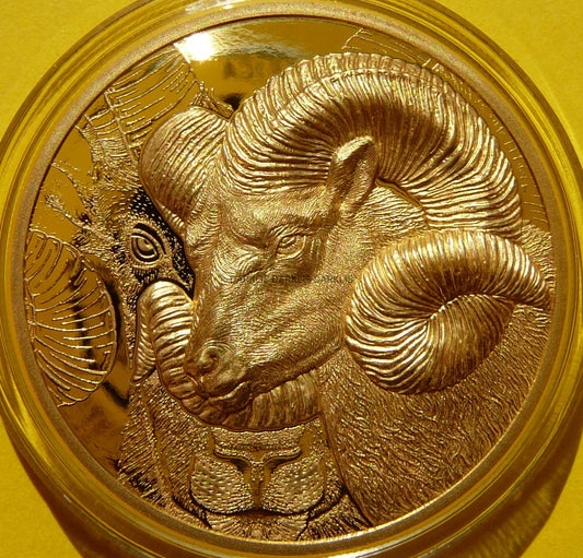 25000 TUGRIK MONGOLIA 2022 DZIKA OWCA HIGH RELIEF ZŁOTO Oz