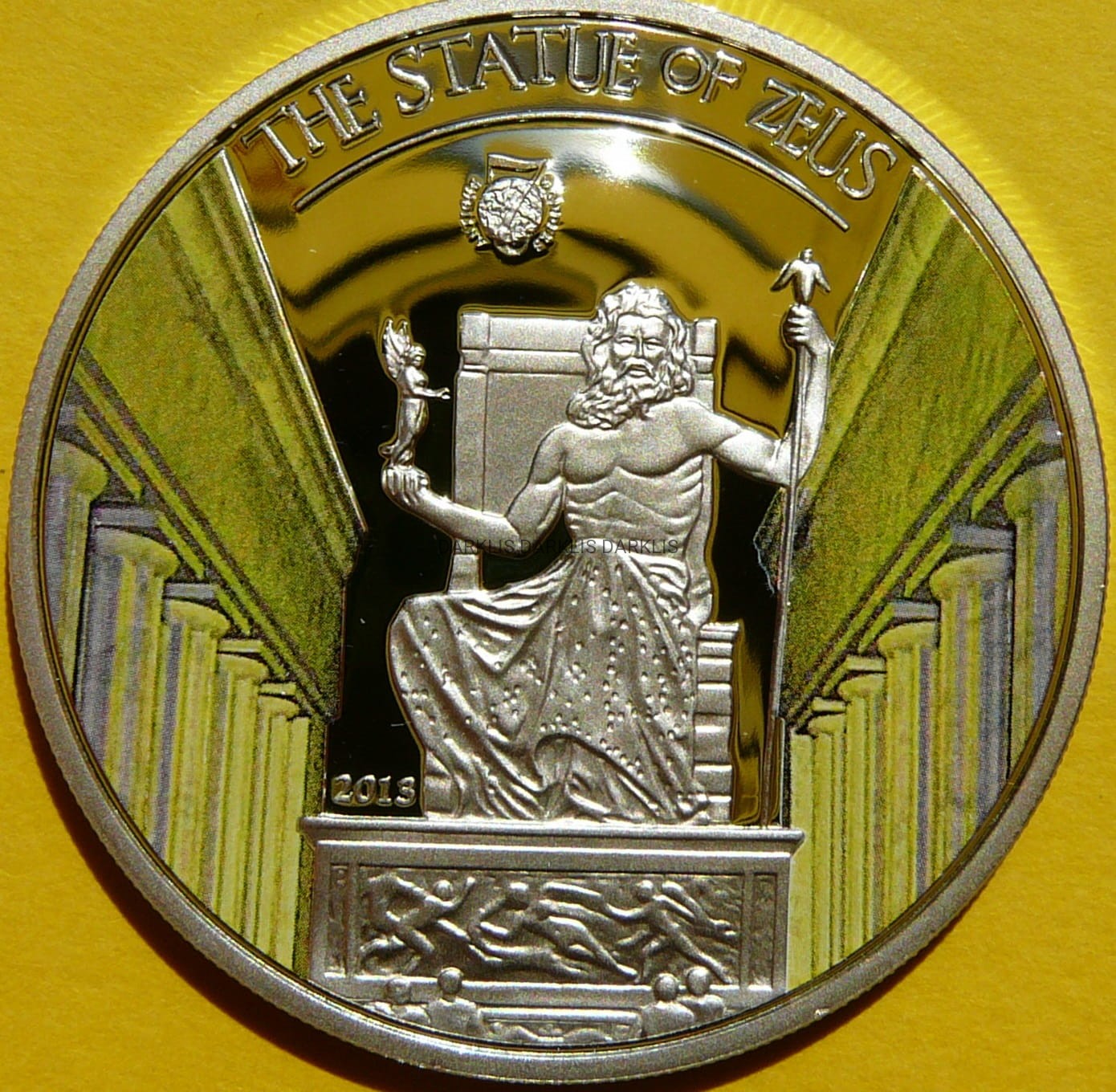 5$ PALAU 2013 POSĄG ZEUSA w OLIMPII 7 CUDÓW ŚWIATA