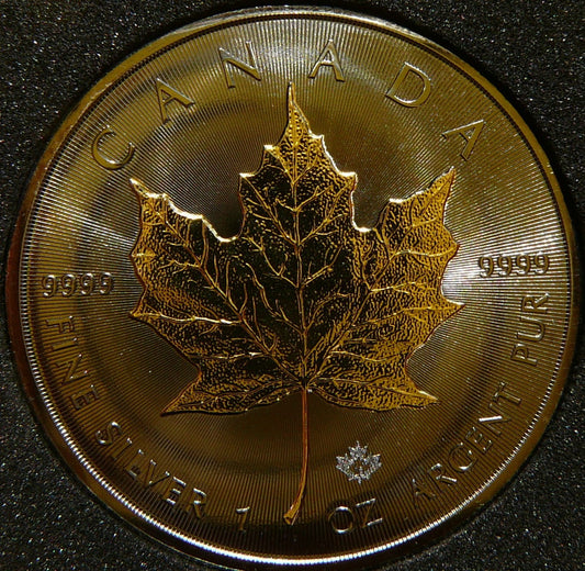 5$ KANADA 2016 MAPLE LEAF LIŚĆ KLONU Ag/Au RUTHEN
