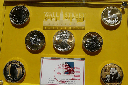 SET INVEST WALL STREET 2012 Ag/Au 999 PLATINUM 7Oz