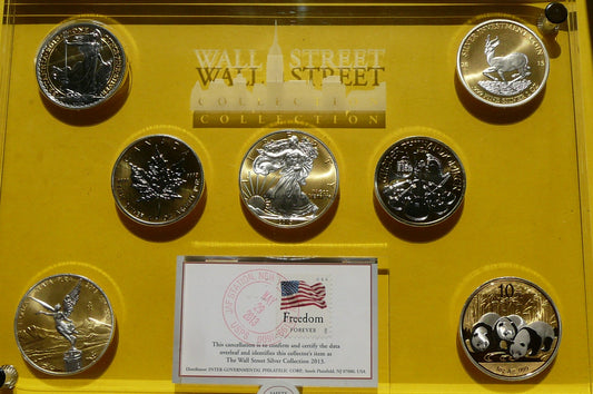 SET INVEST WALL STREET 2013 Ag/Au 999 PLATINUM 7Oz