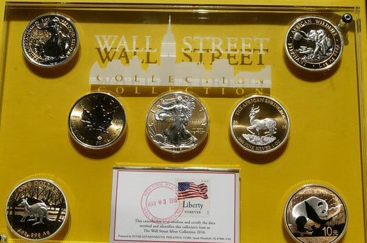 SET INVEST WALL STREET 2016 Ag/Au 999 PLATINUM 7Oz