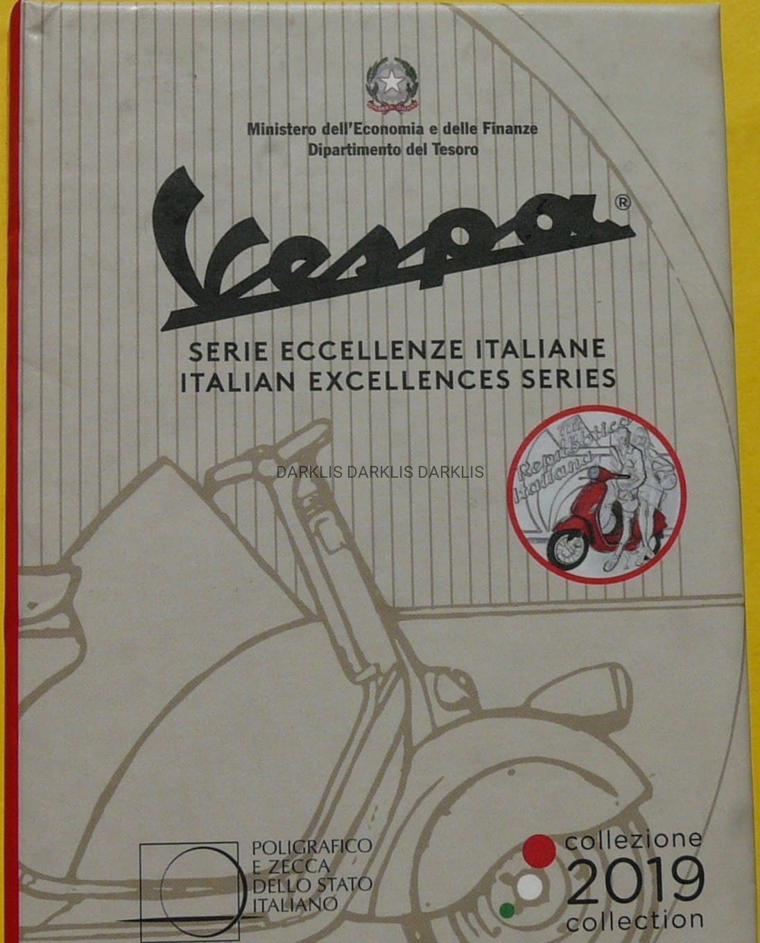 5 EURO WŁOCHY 2019 VESPA CZERWONA IKONA STYLU RZADKA