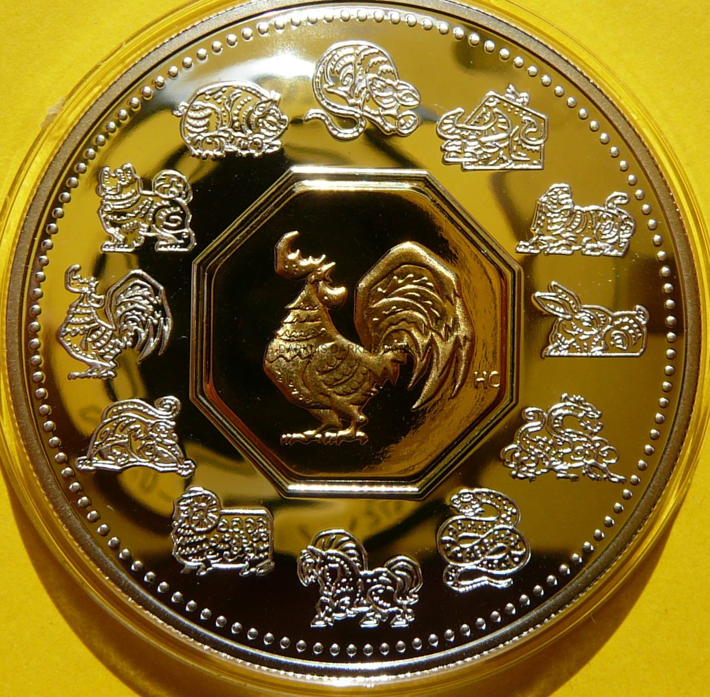 15$ KANADA 2005 ROK KOGUTA SERIA LUNAR Ag/Au PROOF
