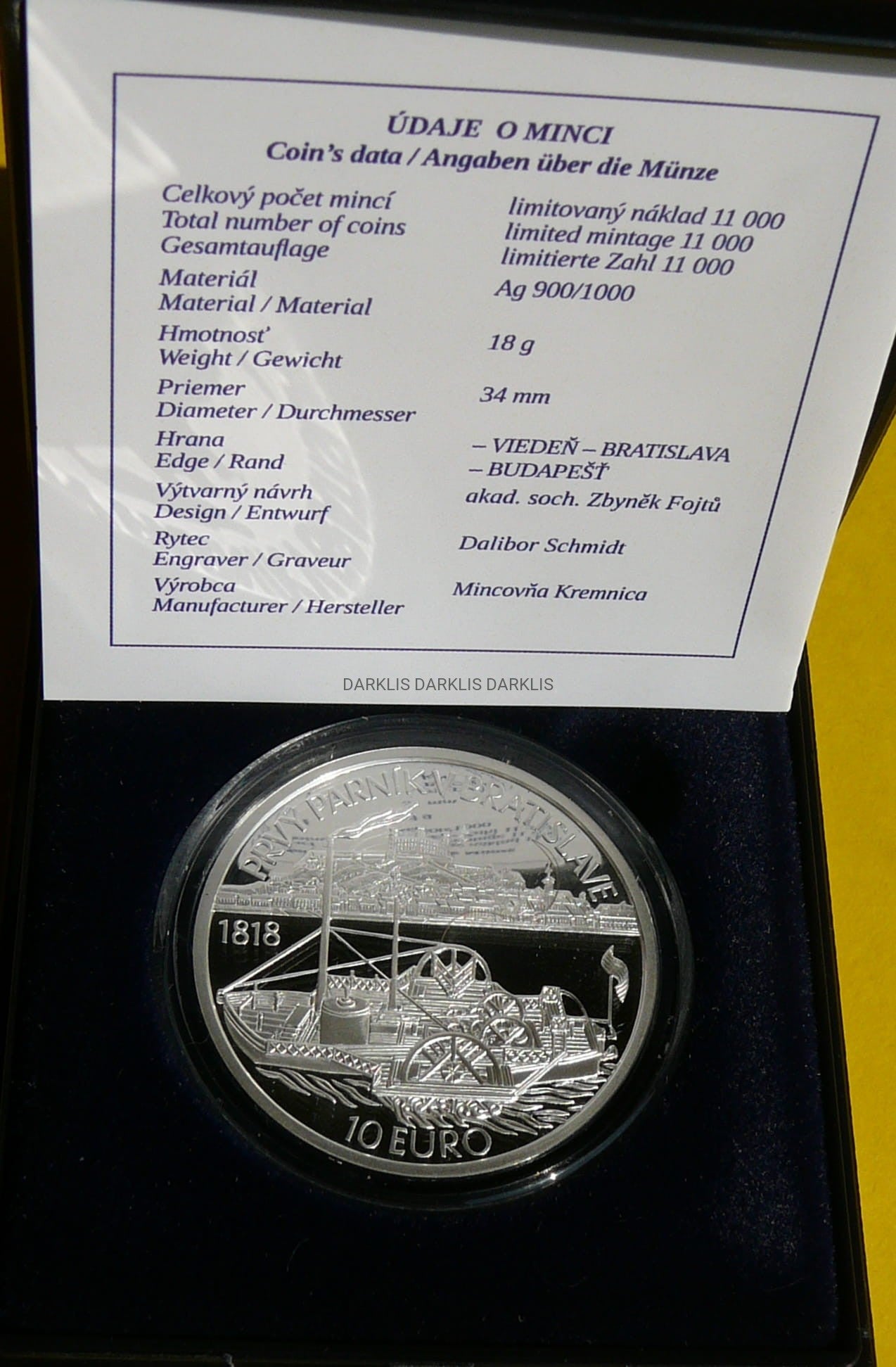10 EURO SŁOWACJA 2018 PIERWSZY STATEK PAROWY PROOF