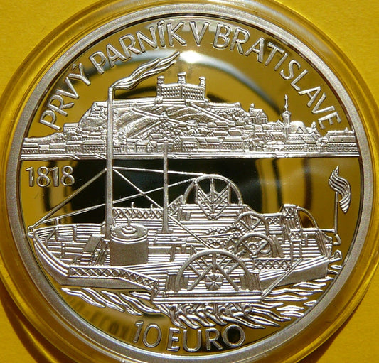 10 EURO SŁOWACJA 2018 PIERWSZY STATEK PAROWY PROOF