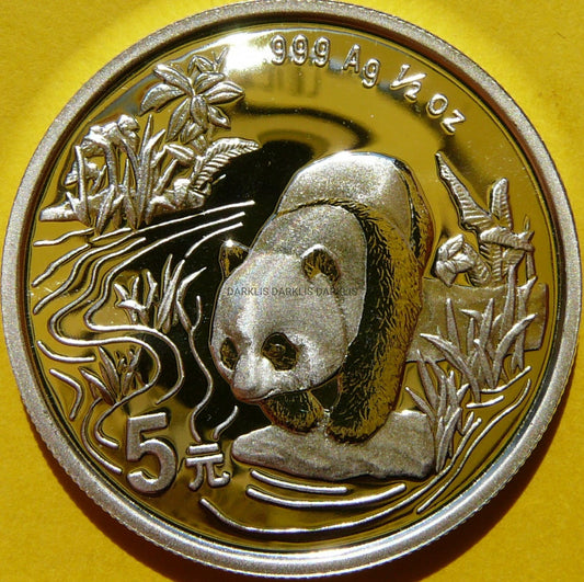 5 YUAN CHINY 1997 PANDA WIELKA SREBRO 999 PROOF