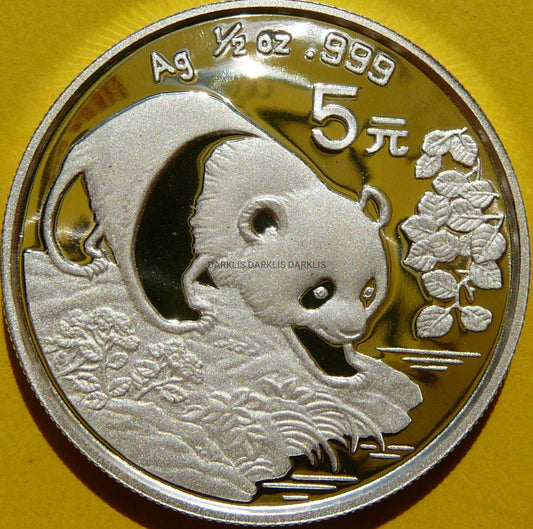 5 YUAN CHINY 1994 PANDA WIELKA SREBRO 999 PROOF