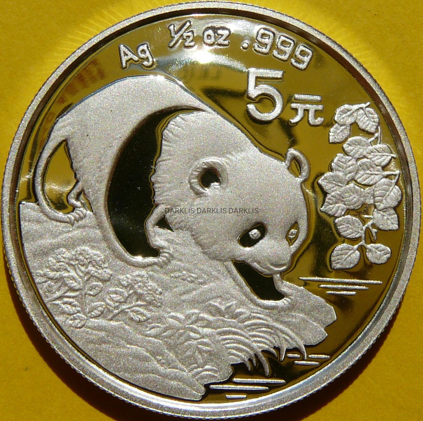 5 YUAN CHINY 1994 PANDA WIELKA SREBRO 999 PROOF
