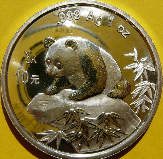 10 YUAN CHINY 1999 PANDA WIELKA Y2K Ag 999 Oz RARYTAS