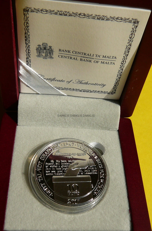 10 EURO MALTA 2017 - 70 LAT PRAWA WYBORCZEGO KOBIET