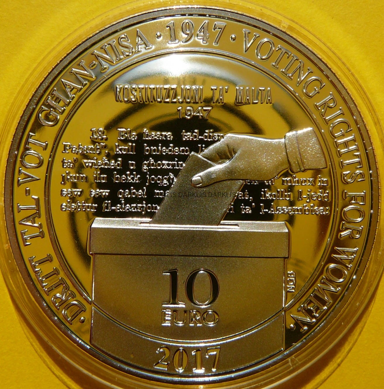 10 EURO MALTA 2017 - 70 LAT PRAWA WYBORCZEGO KOBIET